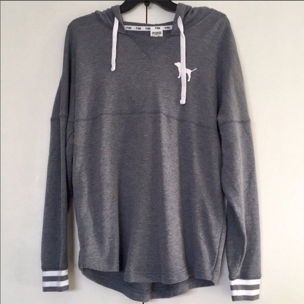 PINK Victoria’s Secret Gray Hoodie w/
White Detail